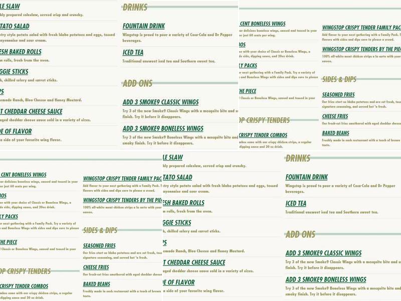 Wingstop Menu