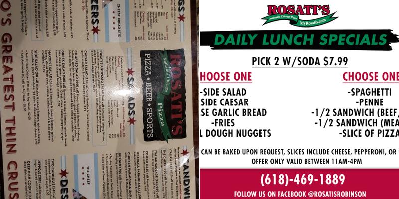 Rosati's Pizza Menu
