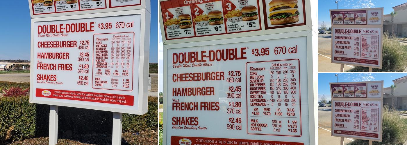 In-N-Out Burger Menu