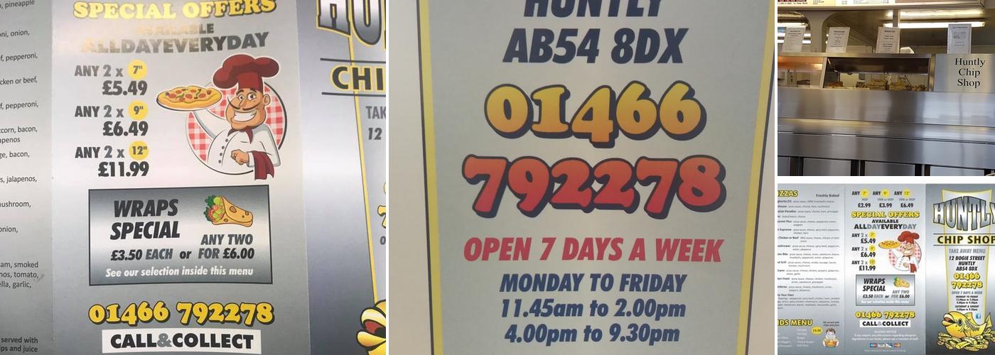 Huntly Chip Shop Menu