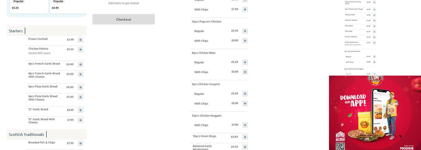 Elim's Kebab Shop Menu