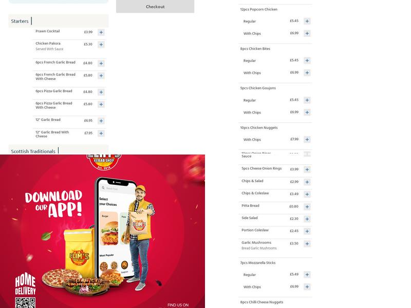 Elim's Kebab Shop Menu