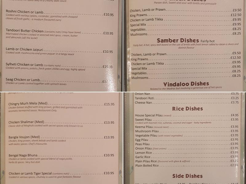 Cafe India Menu