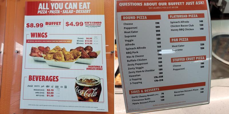 Cicis Pizza Menu