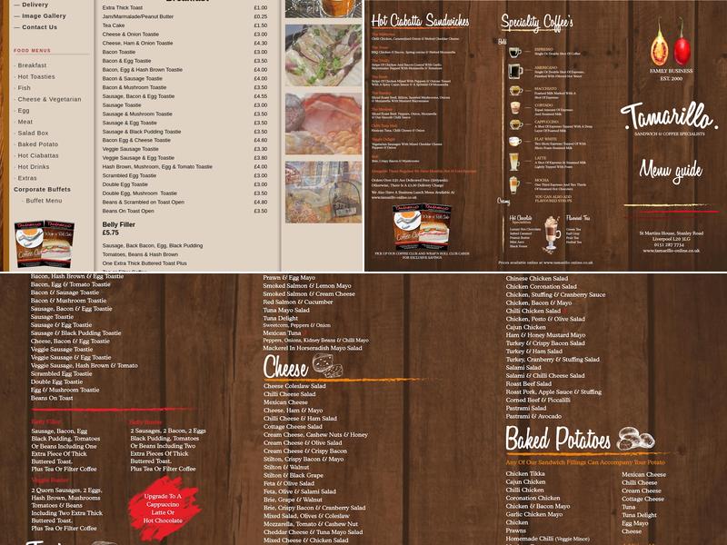 Tamarillo Sandwich Delivery Services Menu