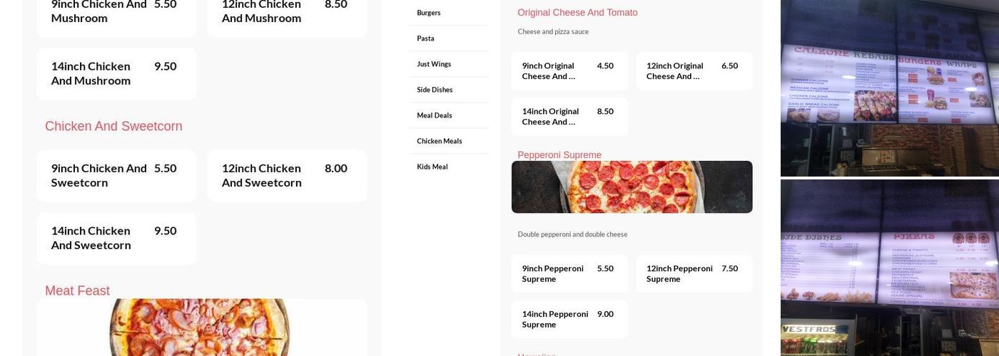 Pizza Bar Menu