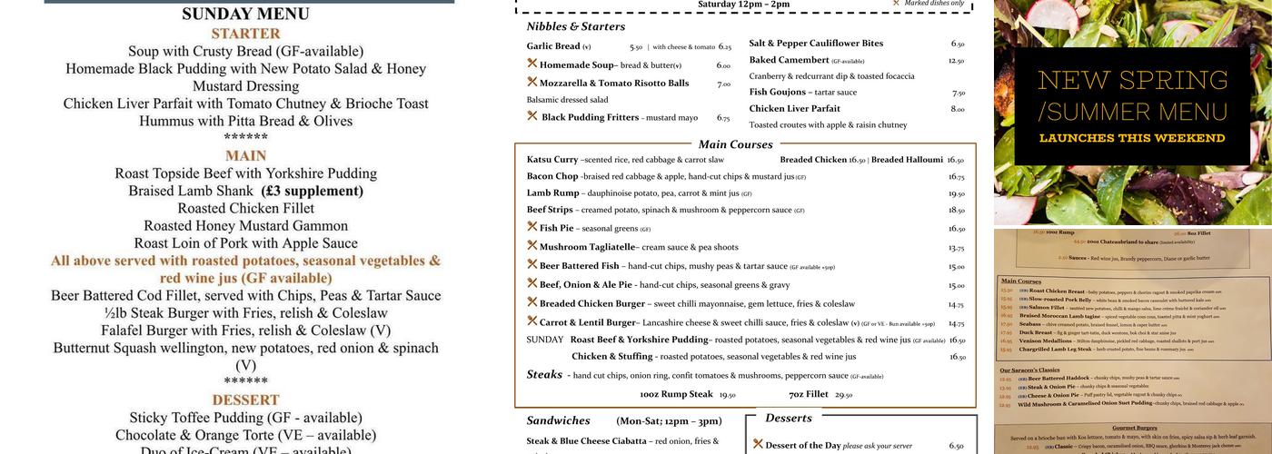 The Saracens Head Menu