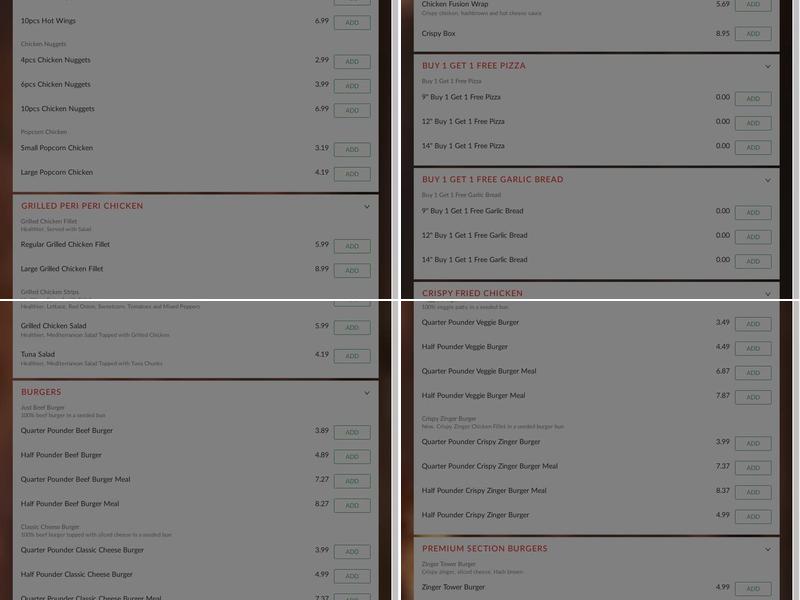 Chicken Lovers Menu