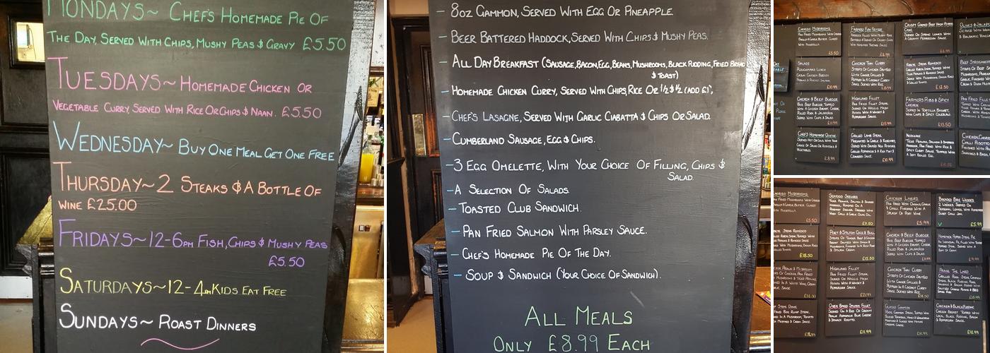 The Original Farmers Arms Menu