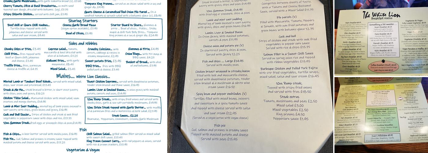 The White Lion Menu