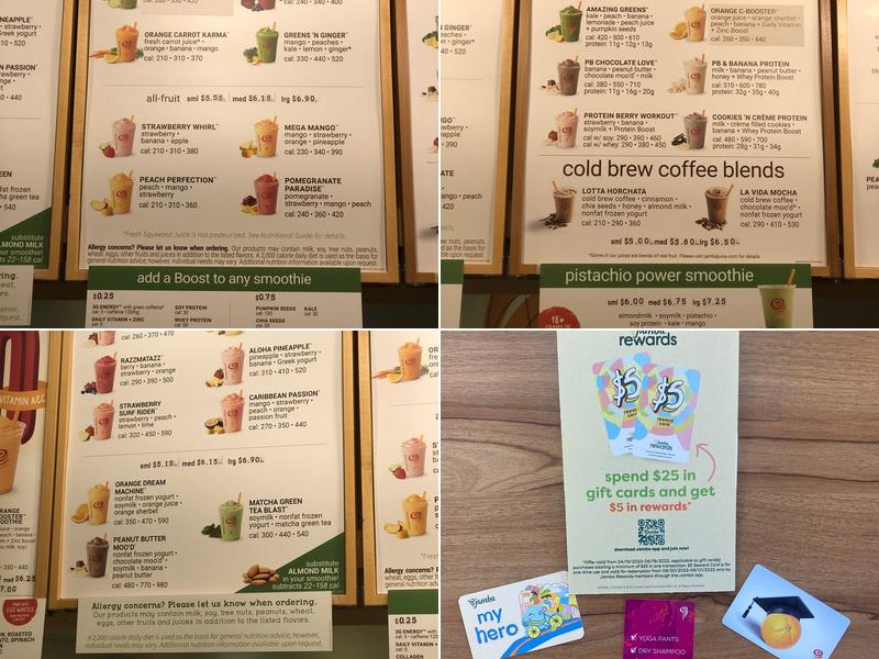 Jamba Juice Carson Valley Plaza Menu