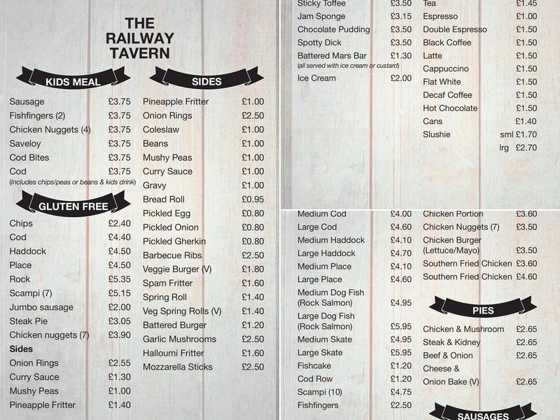 Railway Tavern Menu