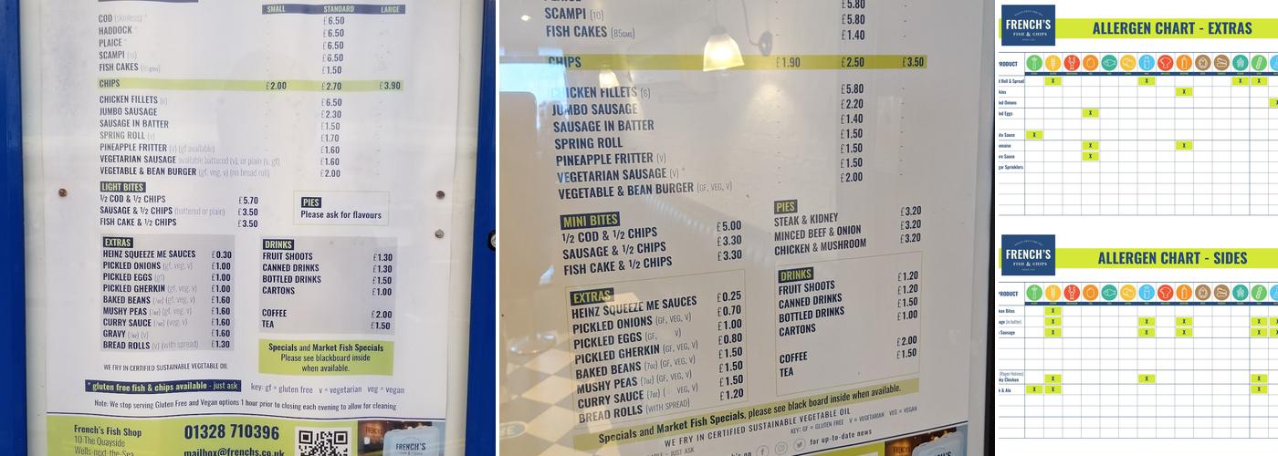 French's Fish Shop Ltd Menu