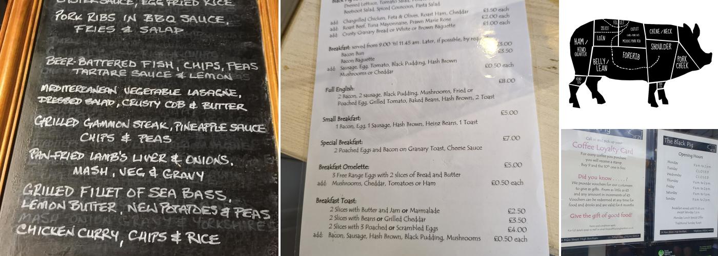 The Black Pig Menu
