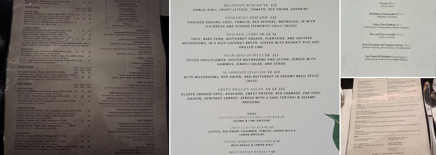 The Gate Hammersmith Menu