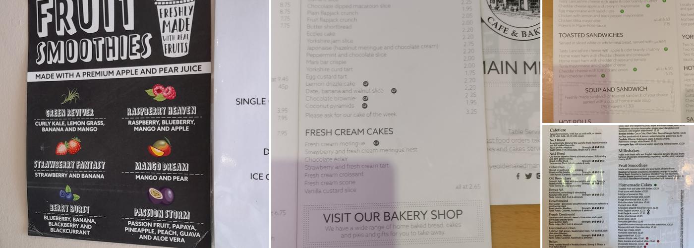 Ye Olde Naked Man Café Menu