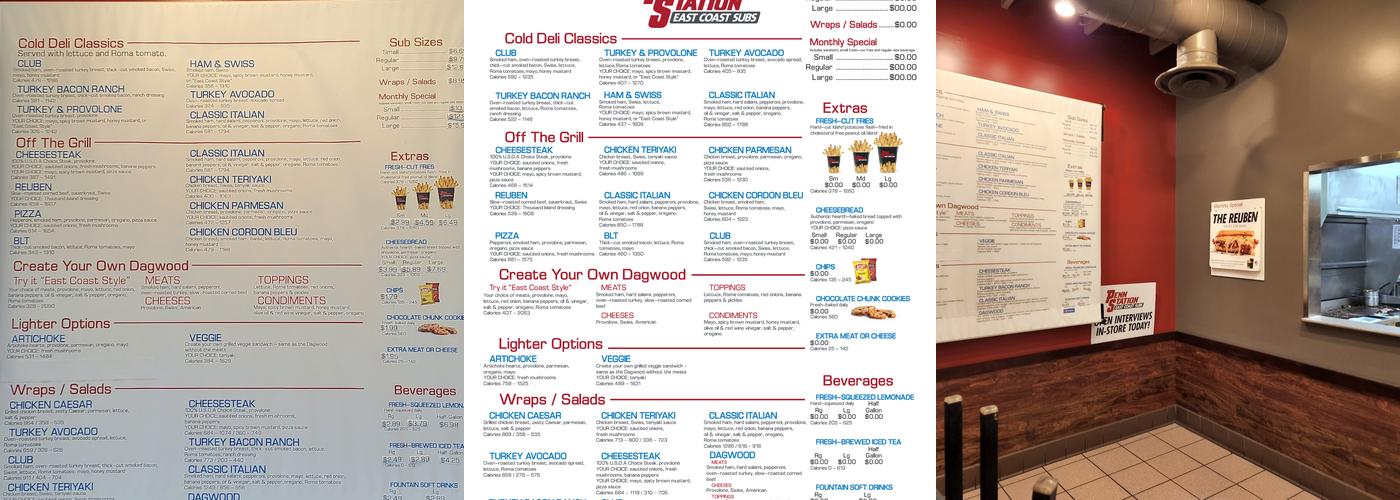 Penn Station East Coast Subs Menu