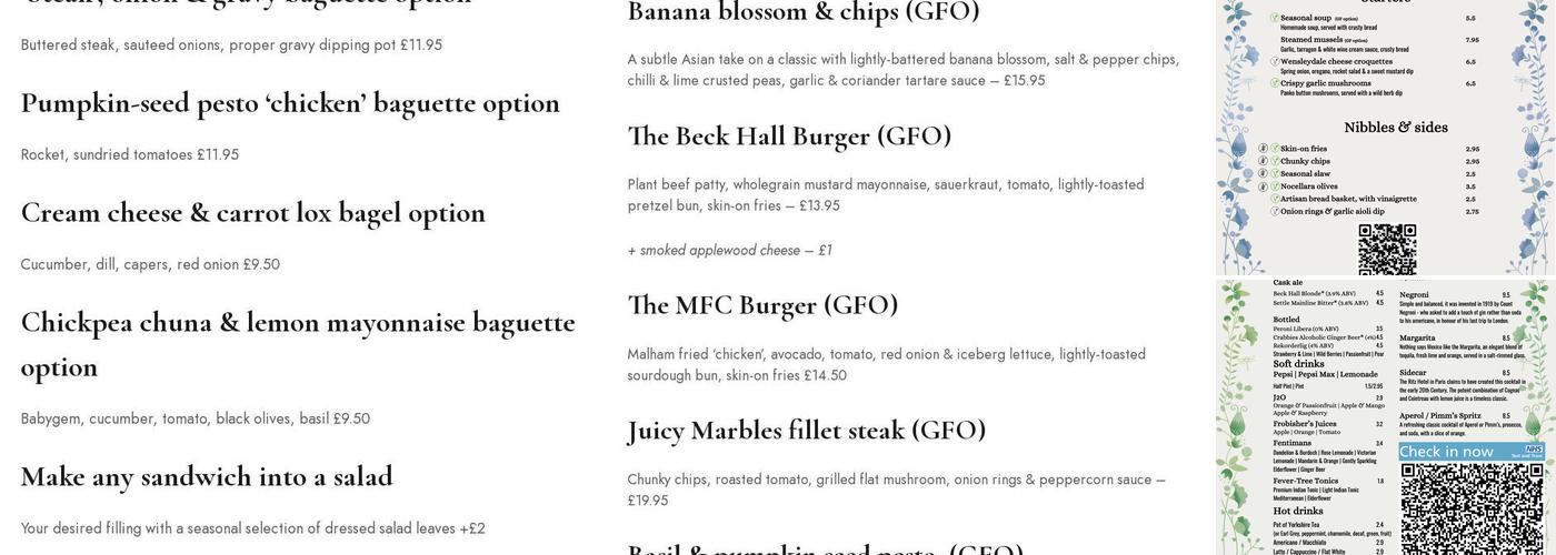 The Secret Garden Bistro Menu