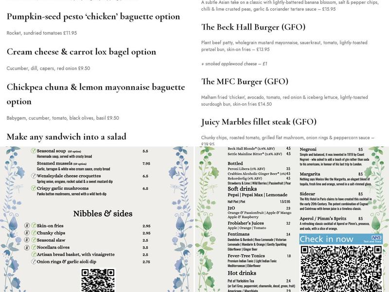 The Secret Garden Bistro Menu