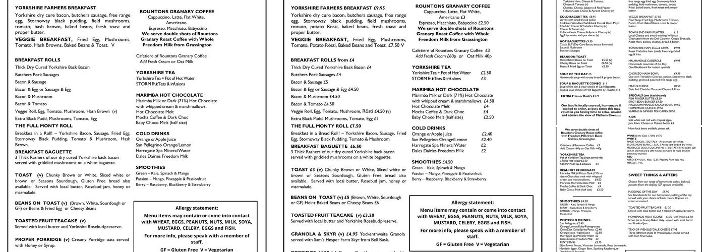 Town End Farm Shop Menu