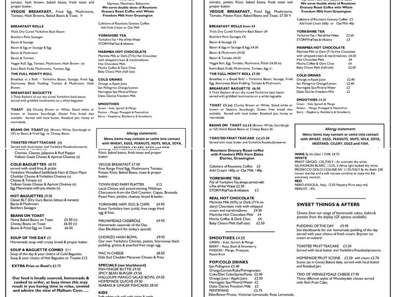Town End Farm Shop Menu