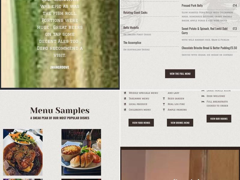 The Masons Arms Menu