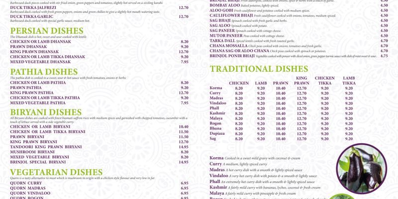 Brinjol Menu