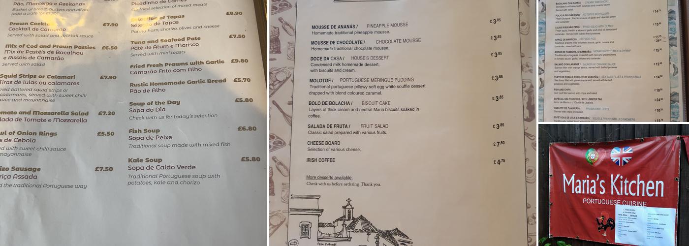 Maria's Kitchen Menu