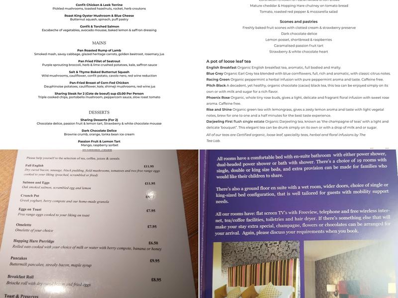 The Hopping Hare Menu