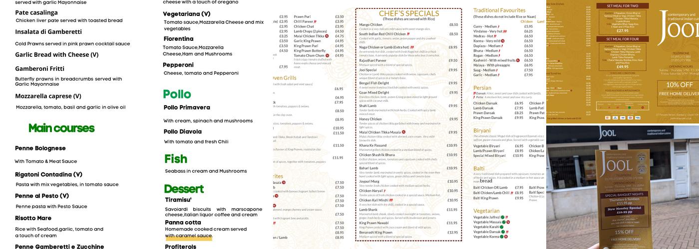 Jool Restaurant Menu