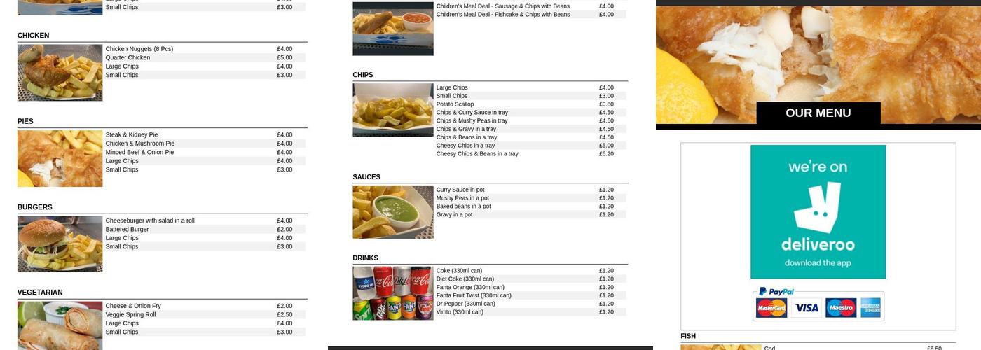 Banbury Fish Bar Menu