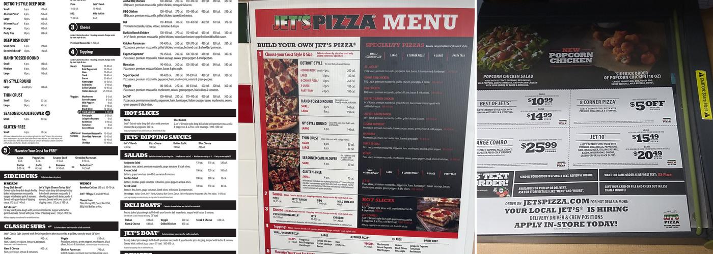 Jet's Pizza Menu