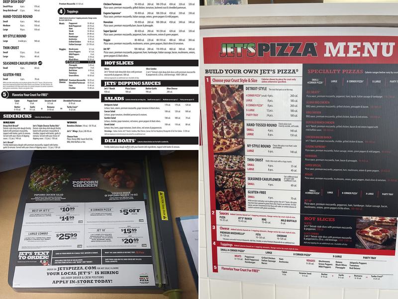 Jet's Pizza Menu