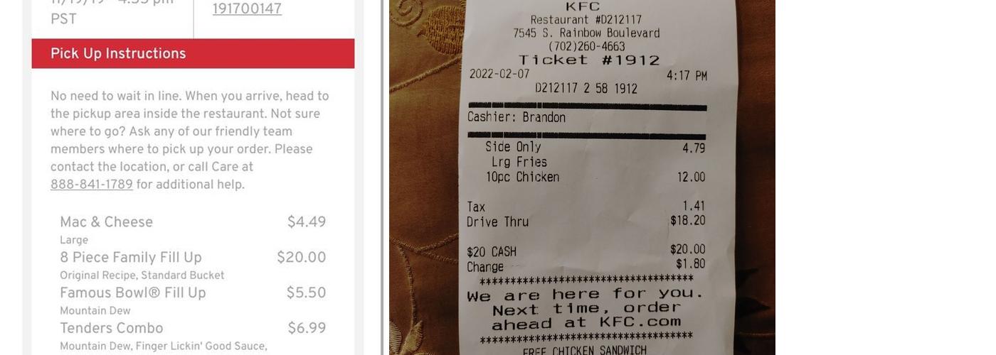 KFC Menu