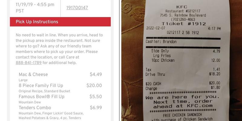 KFC Menu