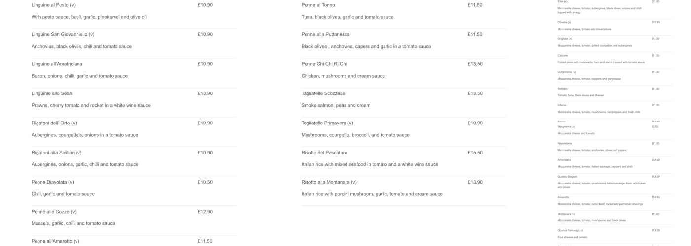 Amaretto Ristorante Pizzeria Hendon Menu