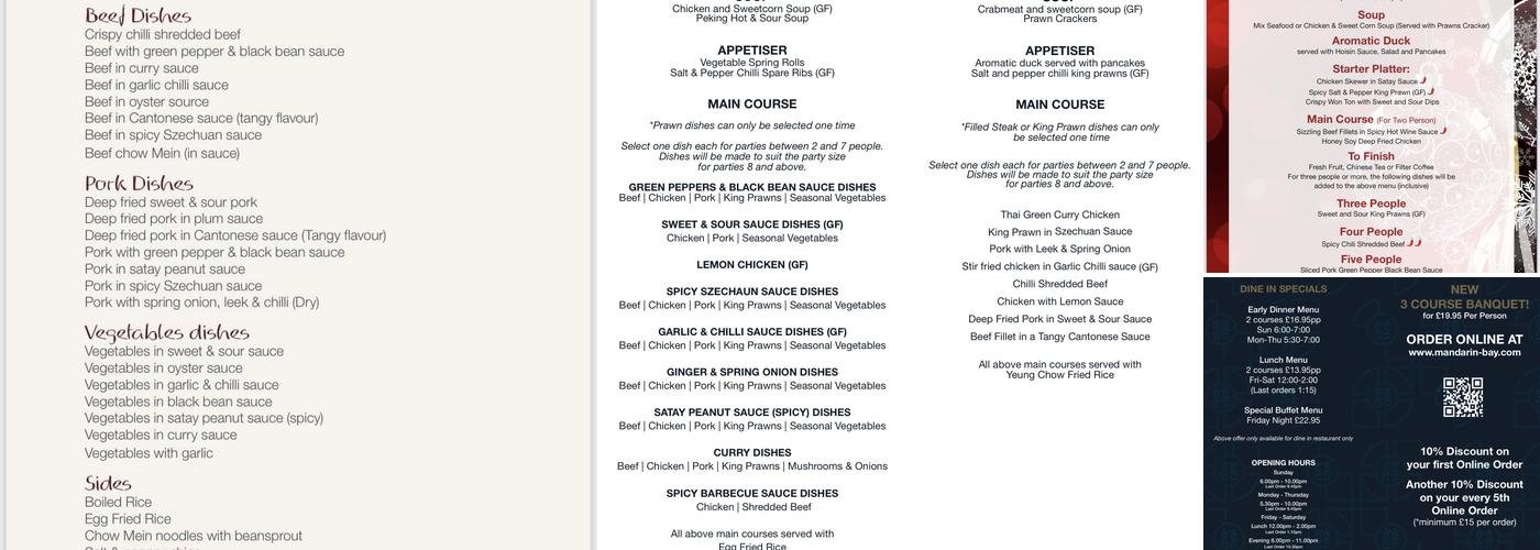 Mandarin Bay Menu