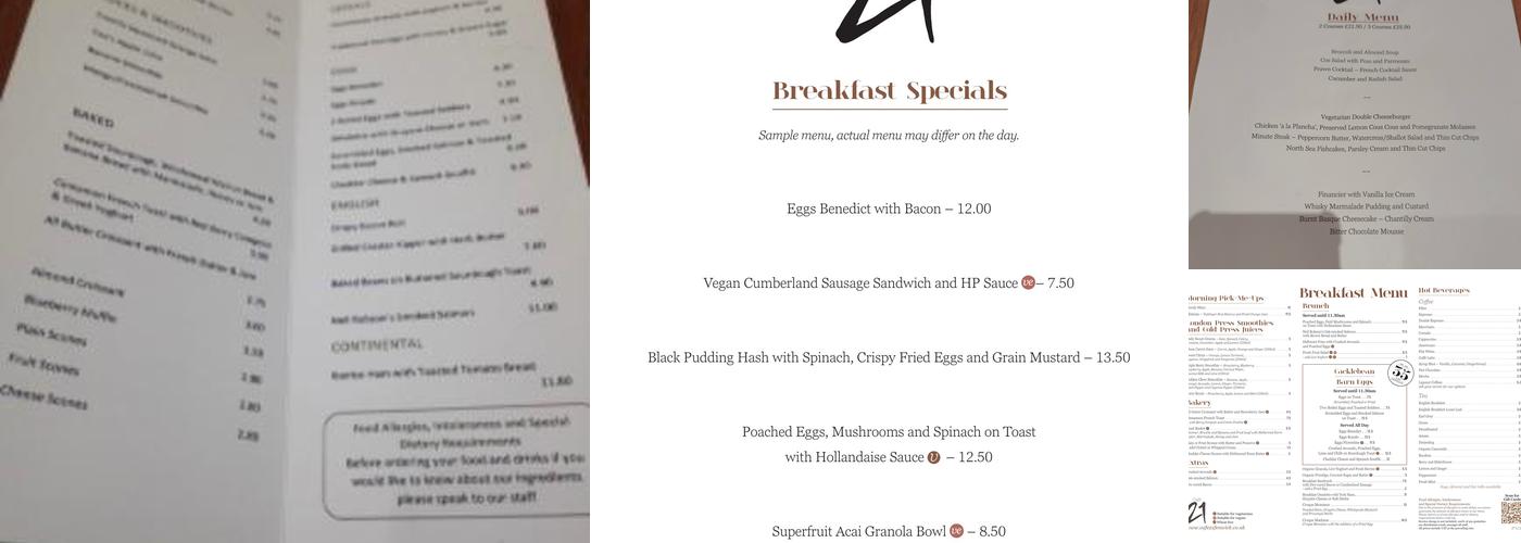 Café 21, Fenwick Menu