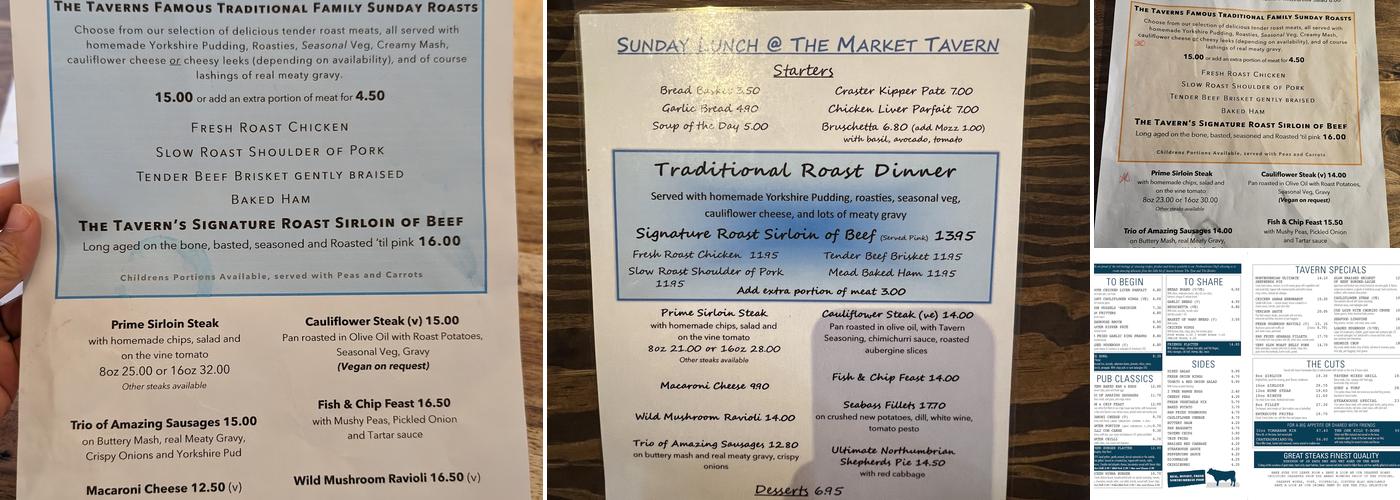 The Market Tavern, Steakhouse and Lodge Menu