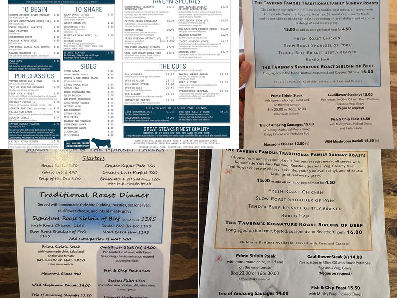The Market Tavern, Steakhouse and Lodge Menu