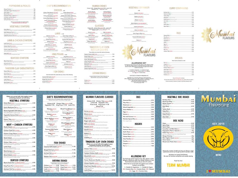 Mumbai of Alnwick Menu