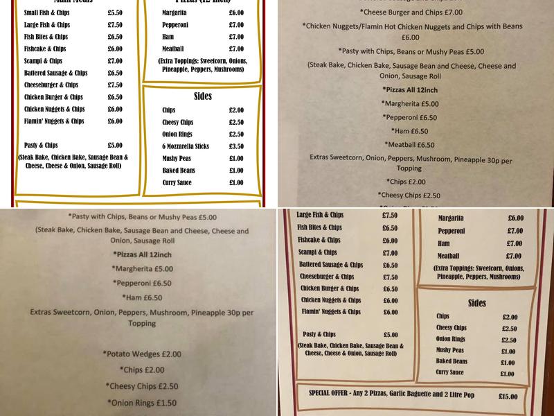 Black Bull Hotel Menu