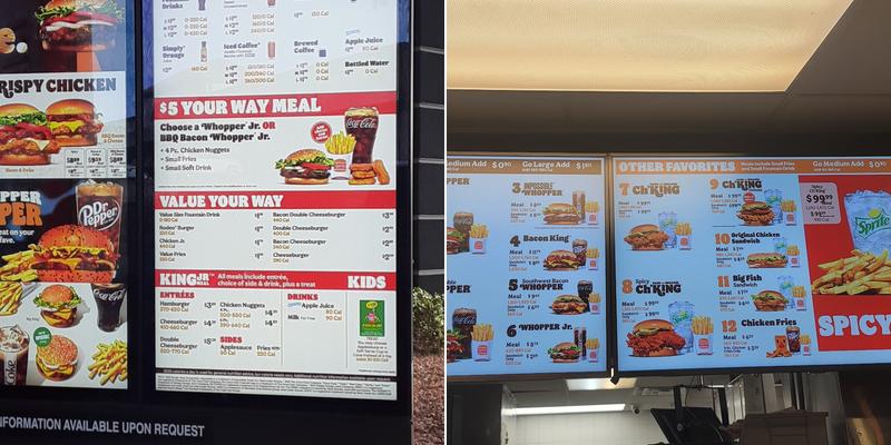 Burger King Menu