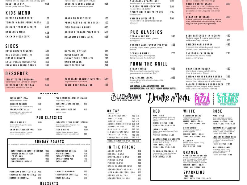 The Cheviot Hotel Menu