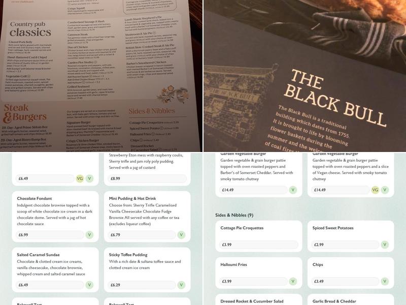 Black Bull Menu
