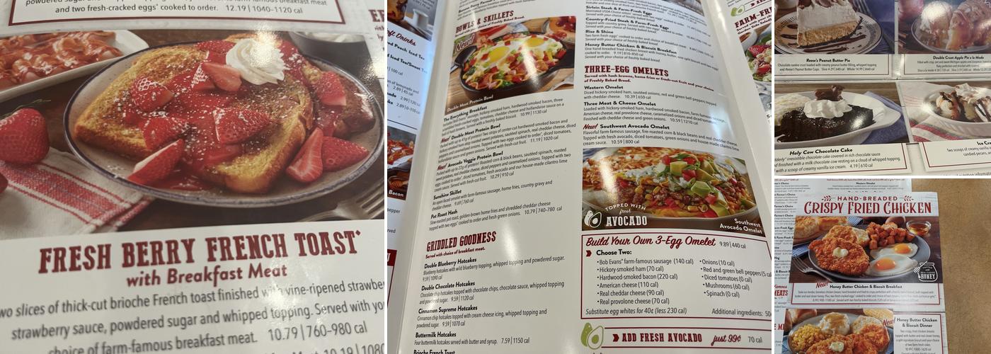 Bob Evans Menu