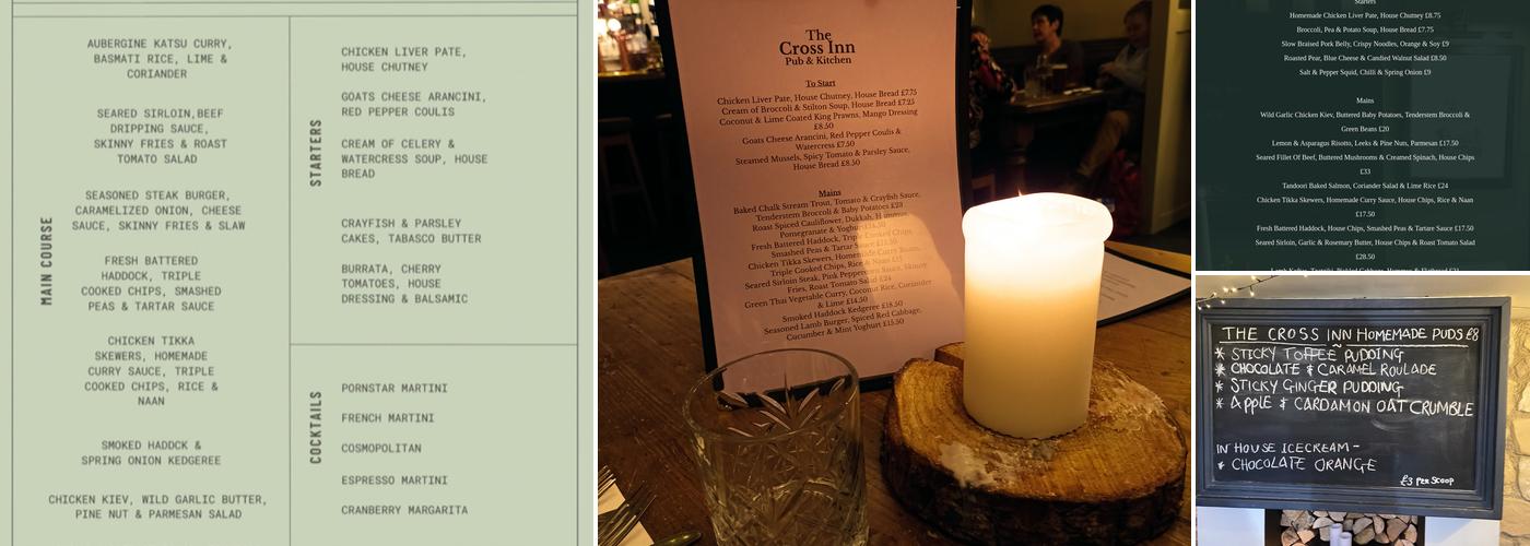 The Cross Inn Pub & Eating House Menu