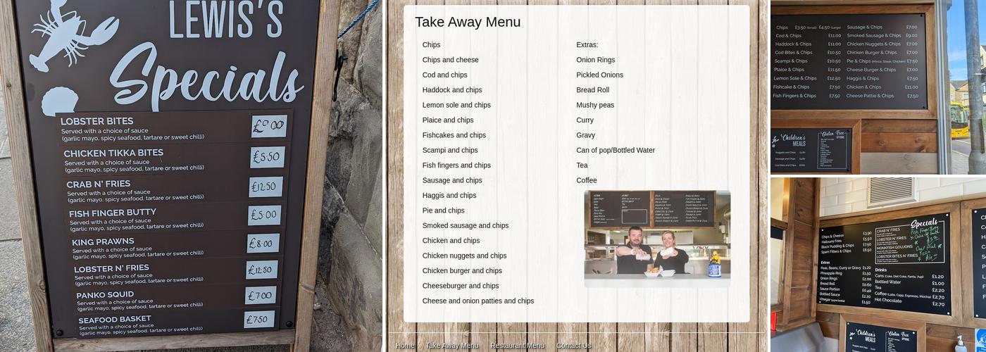 Lewis's Fish Restaurant Menu