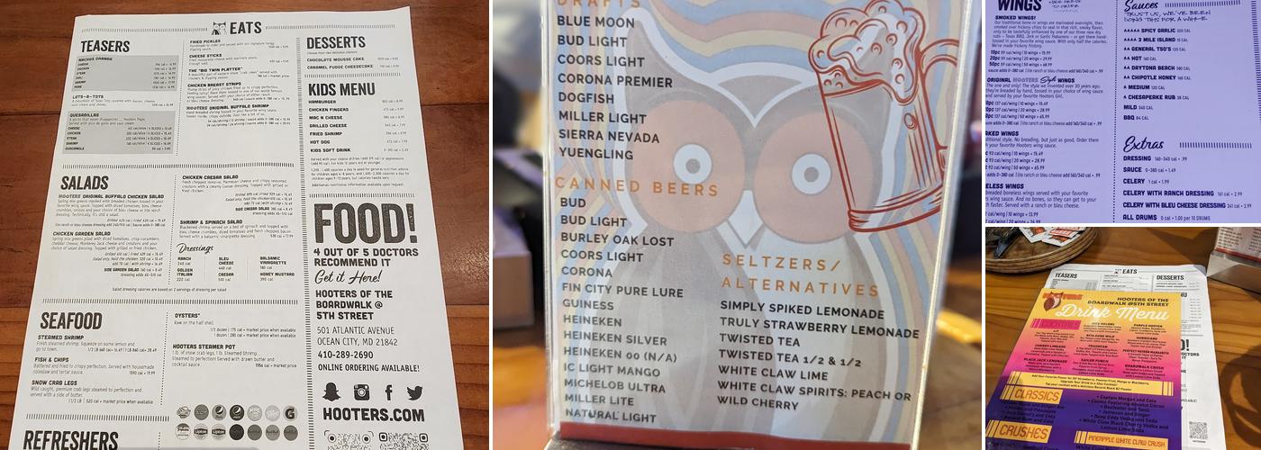 Hooters Menu