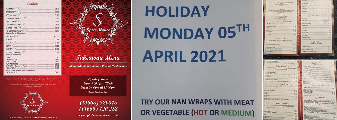 Spice House Menu